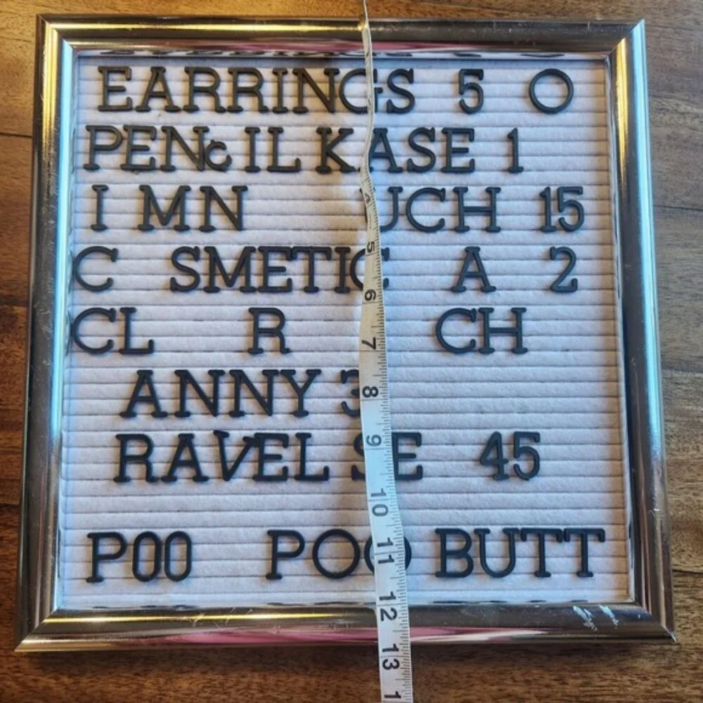 Silver Trim Felt Letter Board with Black Letters‎